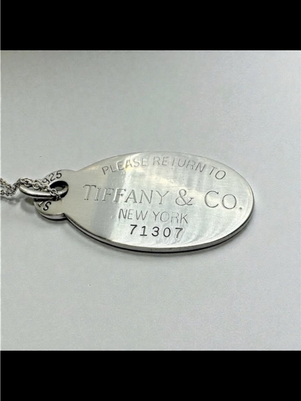 Tiffany & Co. Vintage Return to Tiffany 925 Silver Large Oval Dog Tag Necklace